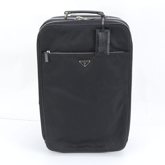 Prada Tessuto Nylon Triangle Logo Leather Suitcase Carry Case Bag Business - Picture 2 of 12